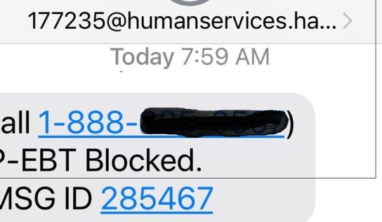 STATE WARNS OF TEXT SCAM ABOUT P-EBT BENEFITS